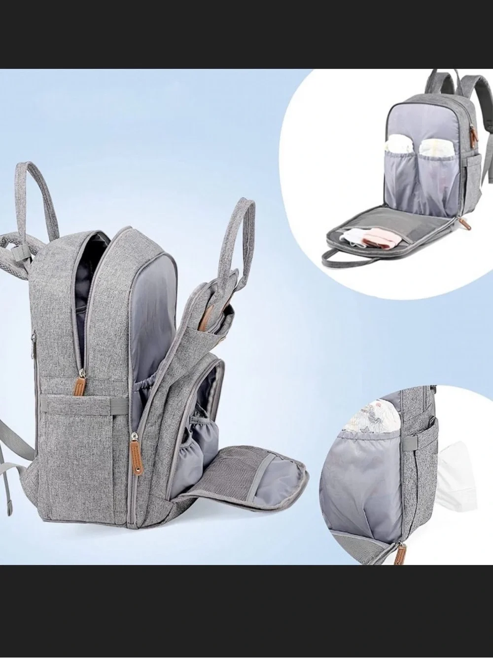 Ruvalino Large Diaper Bag Backpack, Multifunction Baby Changing Travel Bag.